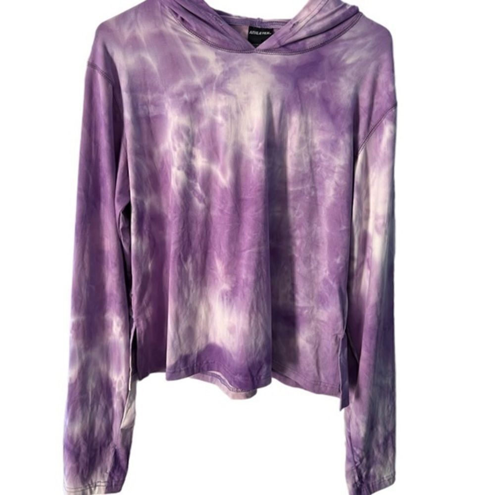 Athletex Purple Tie-Dye Hooded Long Sleeve Work Out Top